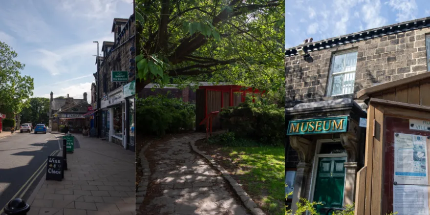 High street, green space, museum.