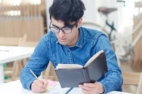 An English student working .