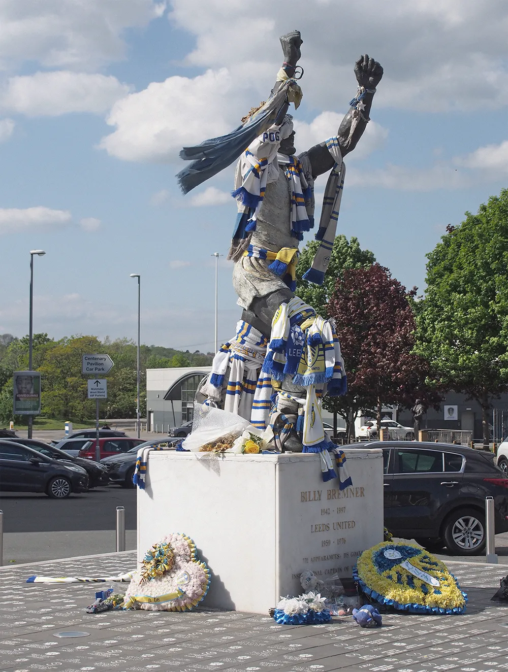 Billy Bremner statue outside Leeds United's ground, Elland Road.